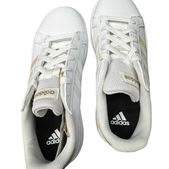 Adidas Grand Court 2.0 Kids Sneakers Size 3 White Multicolor Stripes BNIB Unisex - Picture 6 of 9